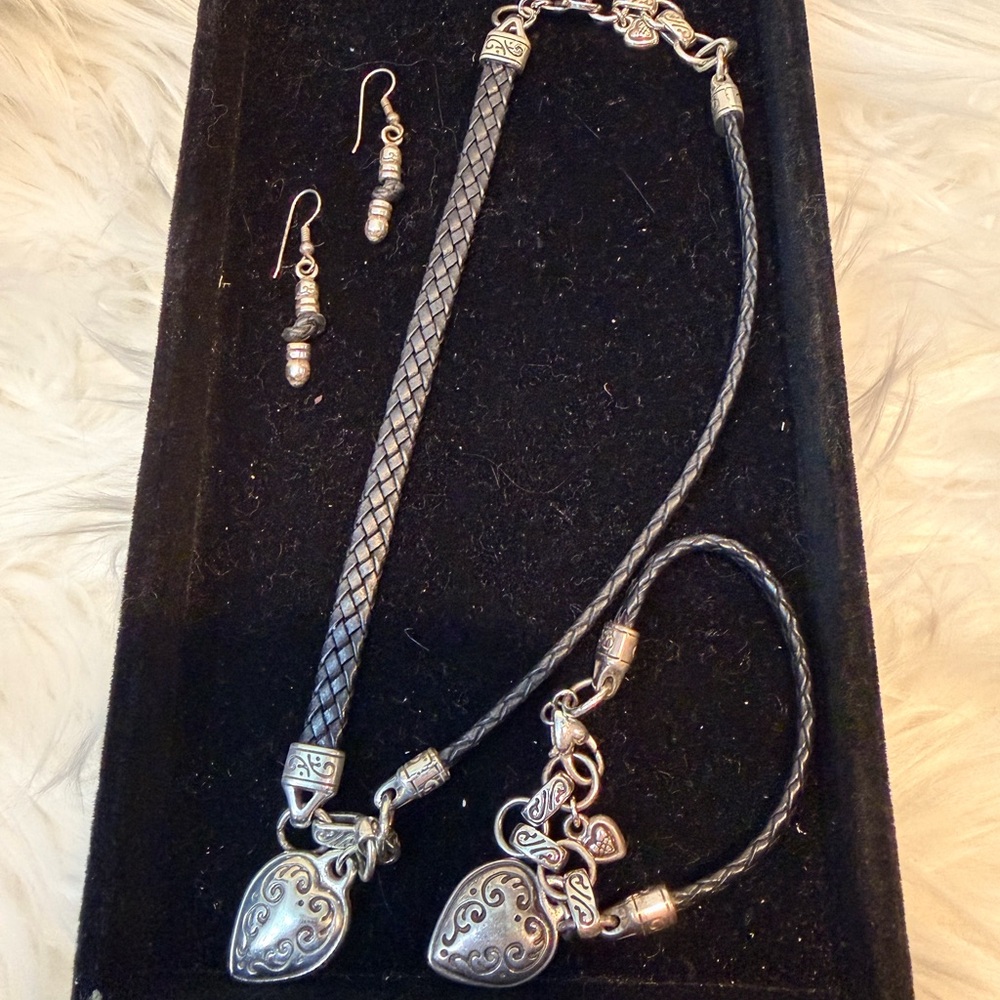 Brighton Black Leather & Silver 3 piece set.